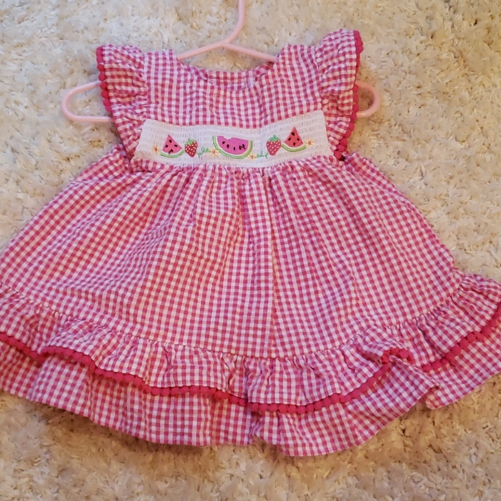 Seersucker Watermelon and Strawberry Dresd